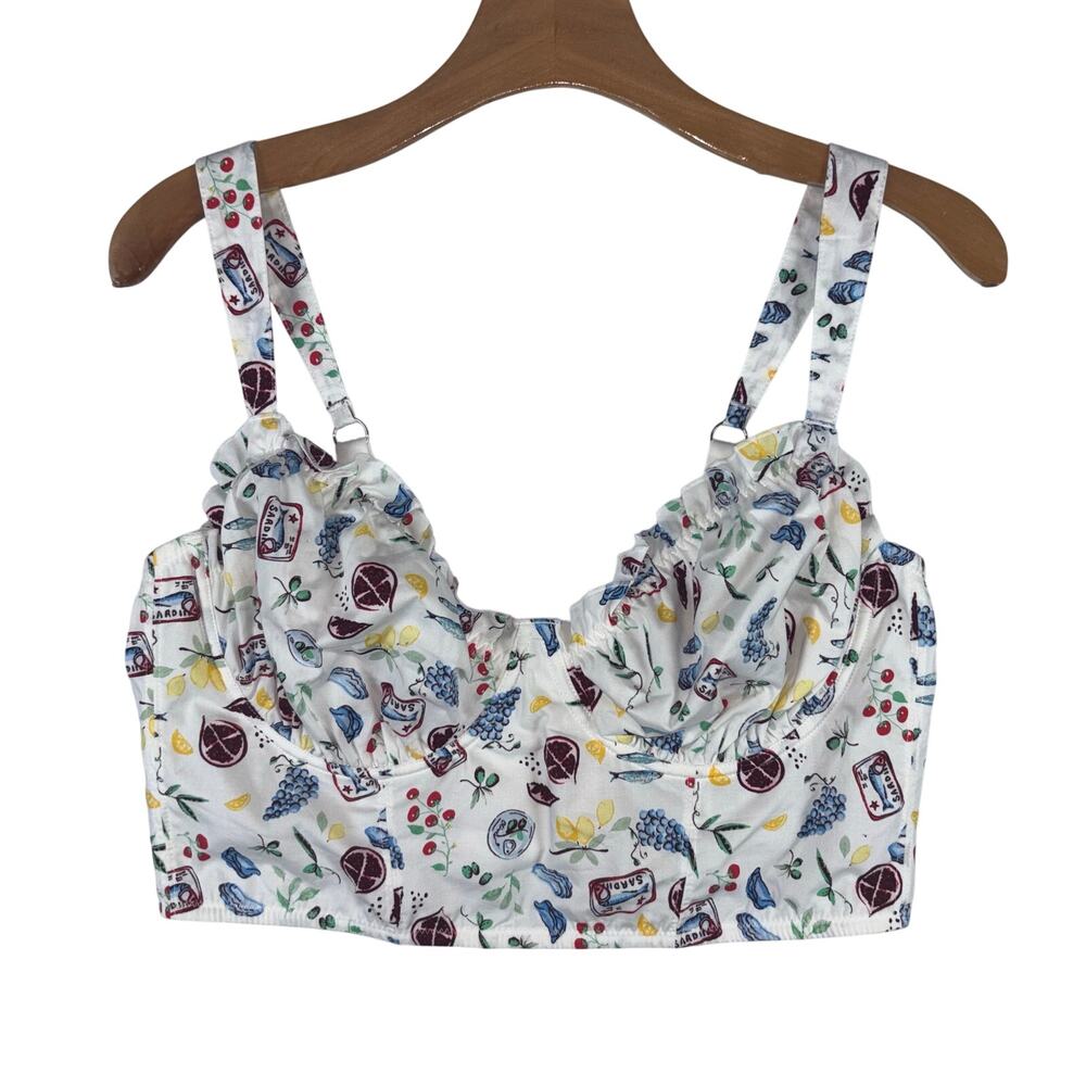 COLSIE Sardine Print Fish Fruitty Pretty Corset Bralette TopWomens Size XL